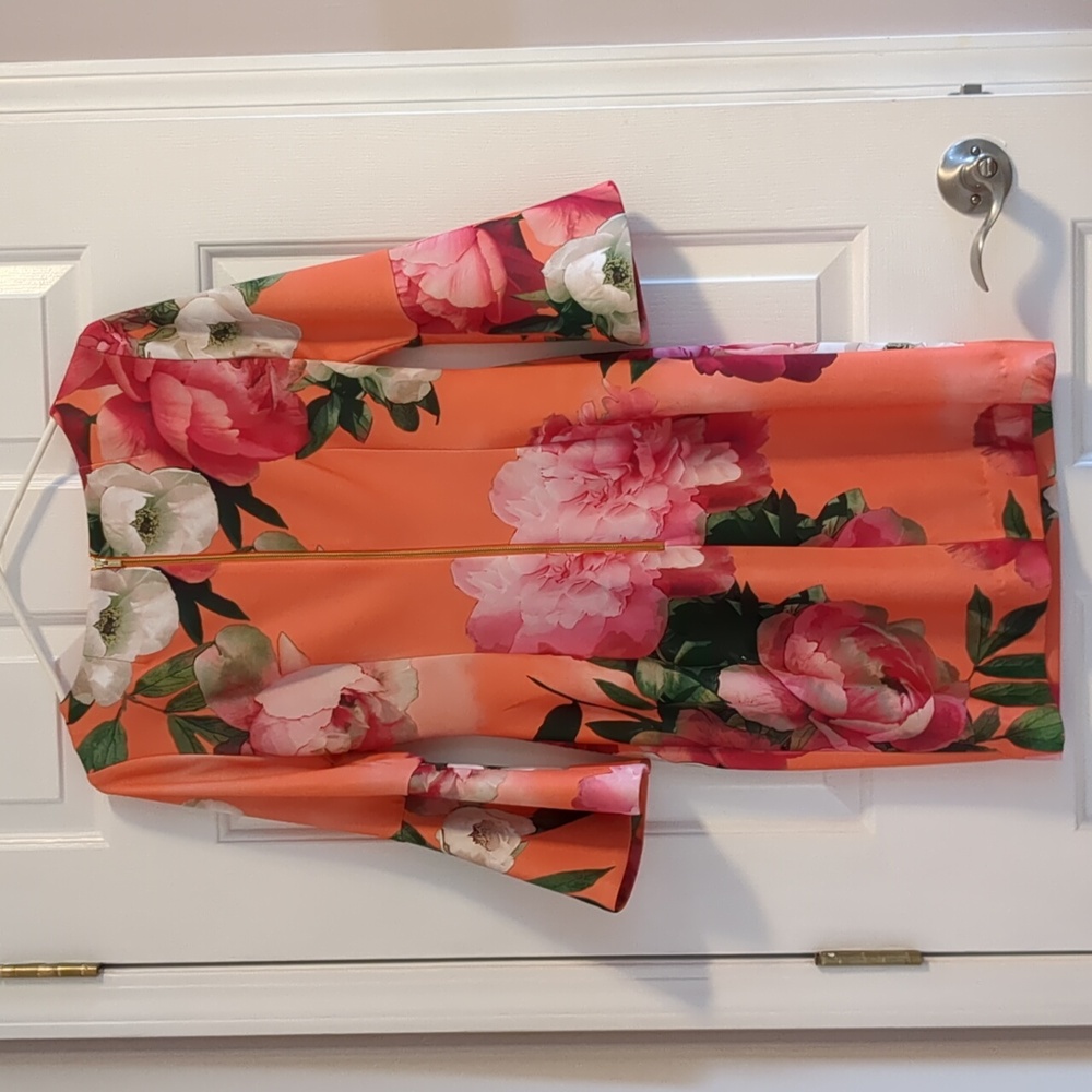 CALVIN KLEIN Orange with Flowers Dress - 4 - Picture 3 of 5